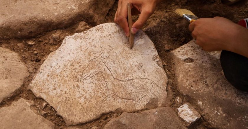 Neolitik çağ yerleşim yerlerinden Karahantepe’de koşan yaban eşeği figürü bulundu.