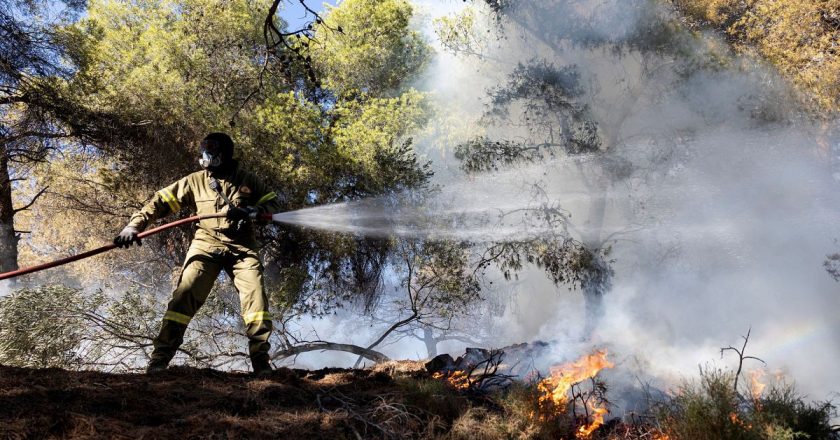 Girit’te orman yangınları: 8 köy boşaltılırken, yangına 300 itfaiyeci müdahale etti