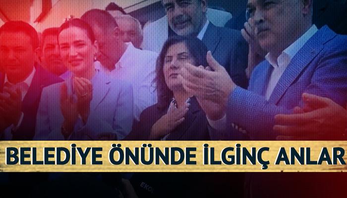 Aydin Büyükşehir Belediyesi’nin önünde ilginç anlar: AK Partisi’nin Özlem Çiziklu, konuşurken büyüyen alkışlara dikkat çekti